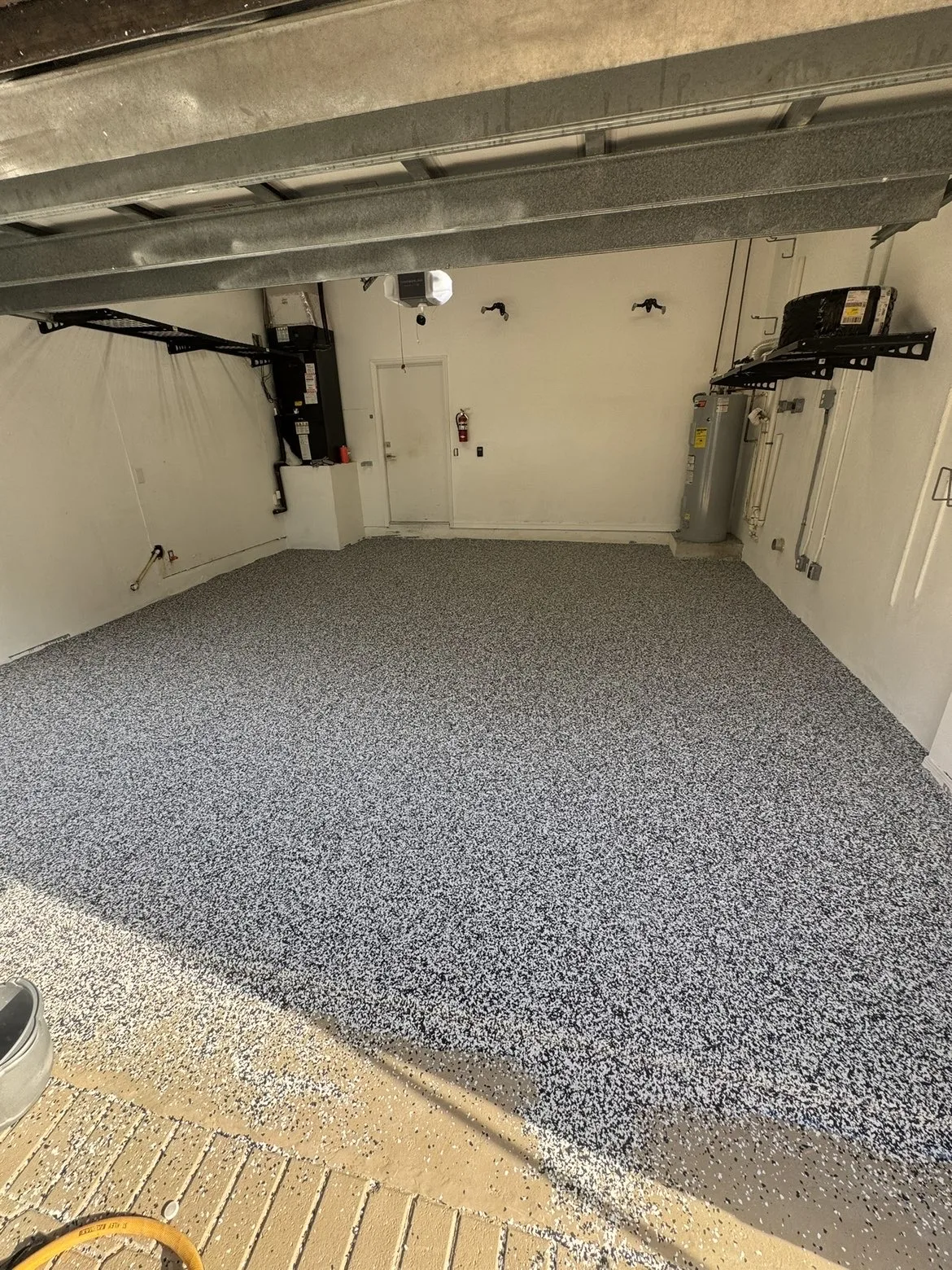 Finished charcoal flake workshop garage floor
